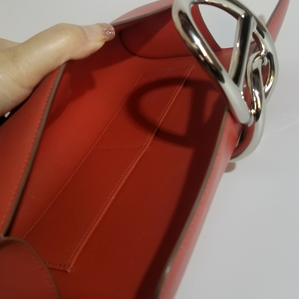 Hermes Egee Pouchette Clutch Bag Red 100% AUTH - Picture 5 of 8